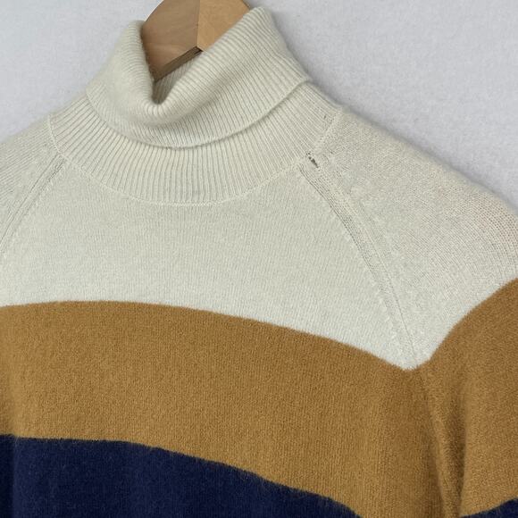 J.CREW Sweater Womens L Merino Wool Alpaca Blend Colorblock Turtleneck Blue - Picture 2 of 15